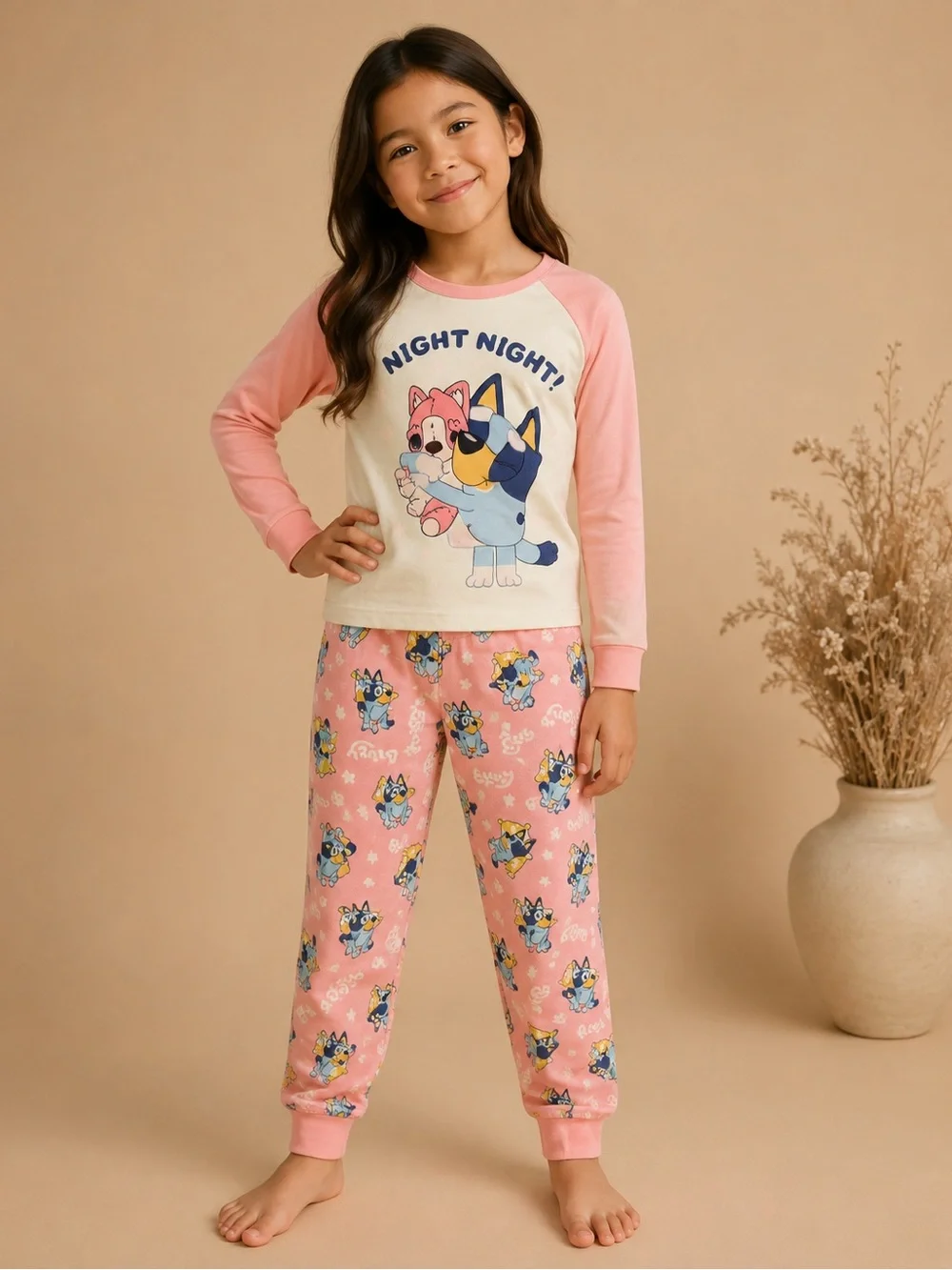 Bluey Girls 4 Piece Pajama Bundle Size 7/8 Character Sleepwear Set